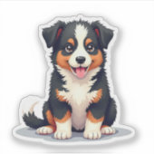 Sticker Chiot Aussie Shepherd Adorable – Art Pastel (Devant)