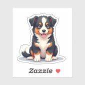 Sticker Chiot Aussie Shepherd Adorable – Art Pastel (Feuille)