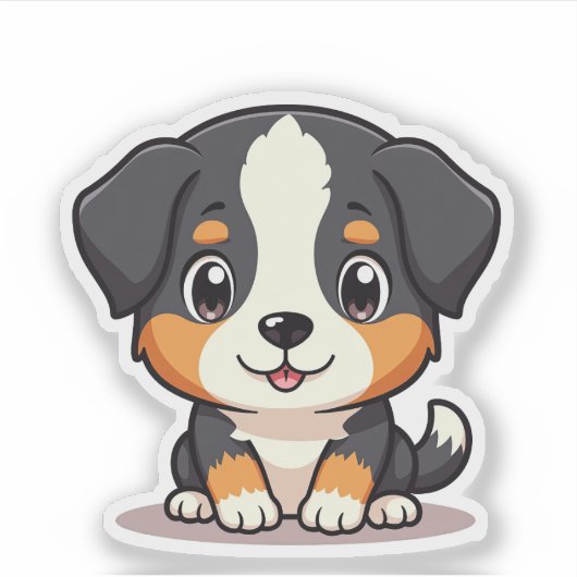 Sticker Chiot Aussie Shepherd Adorable – Art Pastel (Devant)