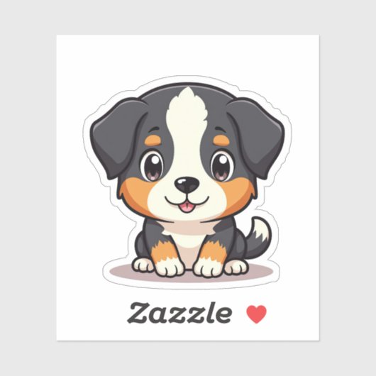Sticker Chiot Aussie Shepherd Adorable – Art Pastel (Feuille)