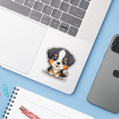 Sticker Chiot Aussie Shepherd Adorable – Art Pastel (Ordinateur portable avec iPhone)