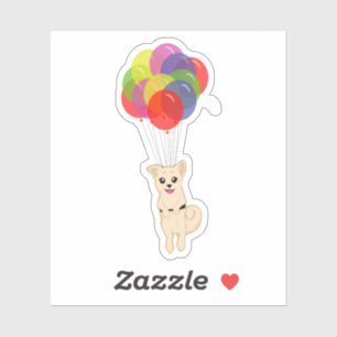 Sticker Chiot avec ballons