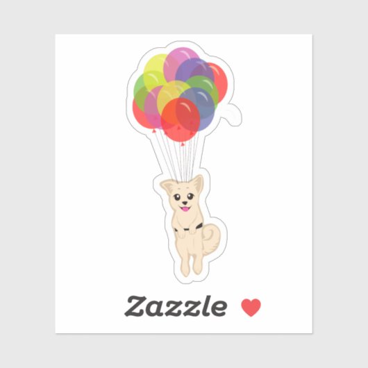 Sticker Chiot avec ballons (Feuille)