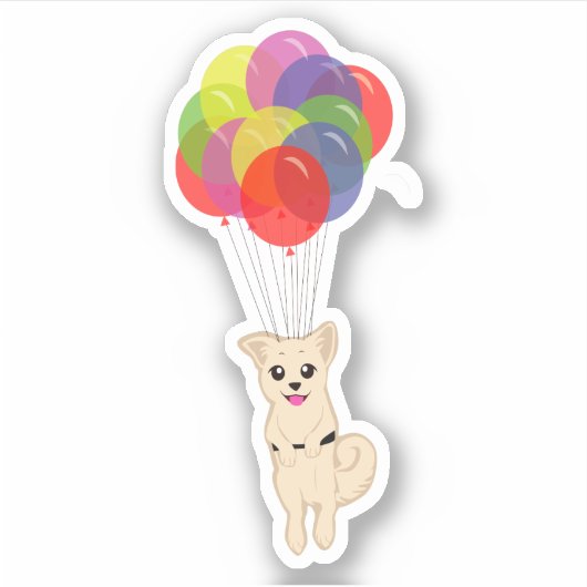 Sticker Chiot avec ballons (Devant)