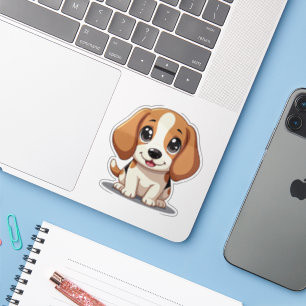 Sticker Chiot Beagle joueur – Style pastel mignon
