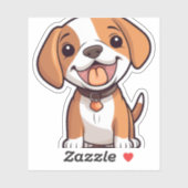 Sticker Chiot Beagle Kawaii (Feuille)