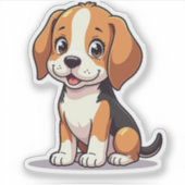 Sticker Chiot Beagle Kawaii – Pose Assise (Devant)