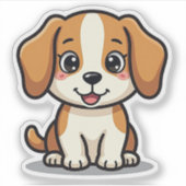 Sticker Chiot Beagle Kawaii – Pose endormie (Devant)