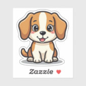 Sticker Chiot Beagle Kawaii – Pose endormie (Feuille)
