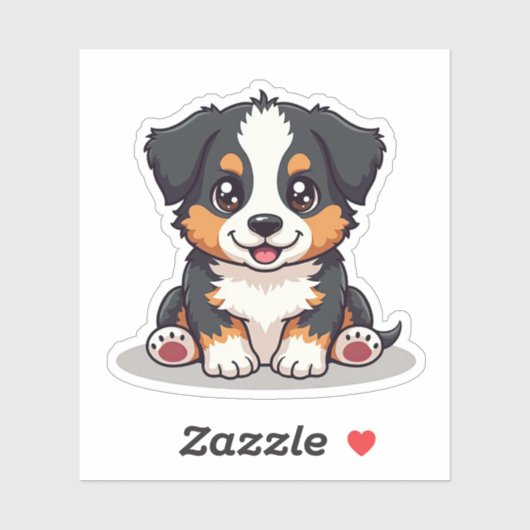 Sticker Chiot de Berger Aussie Kawaii - Pose de Sommeil (Feuille)
