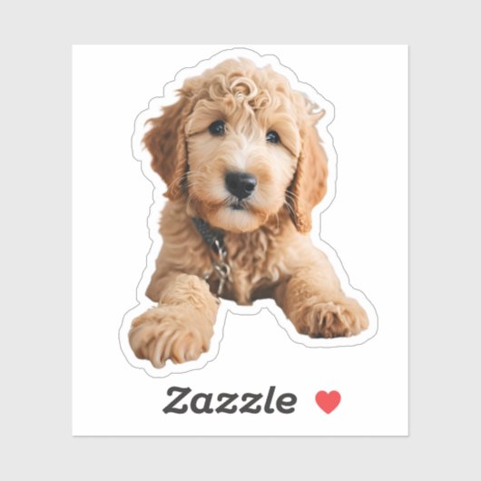 Sticker Chiot de Doodle Doré (Feuille)