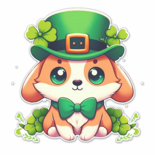 Sticker Chiot de la Saint-Patricks (Devant)