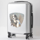 Sticker Chiot de Setter anglais avec fusil de chasse class (Sur valise)