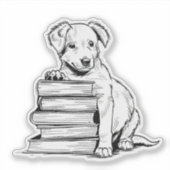Sticker Chiot et livres (Devant)