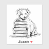 Sticker Chiot et livres (Feuille)