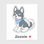 Sticker Chiot Husky Mignon (Feuille)