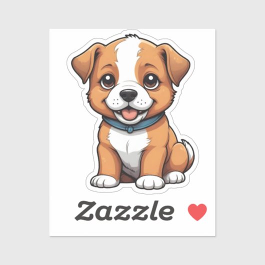 Sticker Chiot jouant avec langue sortie (Feuille)