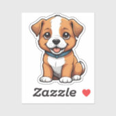 Sticker Chiot joueur avec la langue sortie (Feuille)