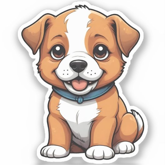 Sticker Chiot joueur avec la langue sortie (Recto)