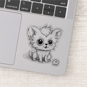 Sticker Chiot mignon jouant avec un ballon