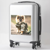 Sticker Chiot Poméranien prêt pour le service (Sur valise)