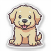 Sticker Chiot Retriever doré Adorable – Style Chibi (Devant)