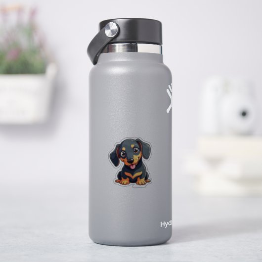 Sticker Chiot romantique Kawaii Dachshund - Design Pastel (HydroFlask)