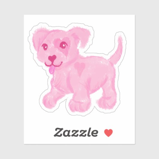 Sticker Chiot rose (Feuille)
