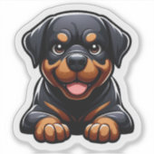 Sticker Chiot Rottweiler Chibi Adorable Sourire (Devant)