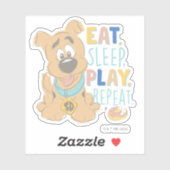 Sticker Chiot Scooby-Doo "Mange, Dors, Joue, Répète" (Feuille)