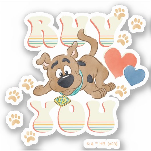 Sticker Chiot Scooby-Doo "Ruv You" (Devant)