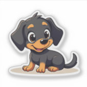 Sticker Chiot Teckel Kawaii – Pose Endormie (Devant)