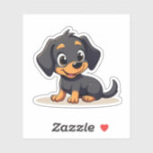 Sticker Chiot Teckel Kawaii – Pose Endormie (Feuille)