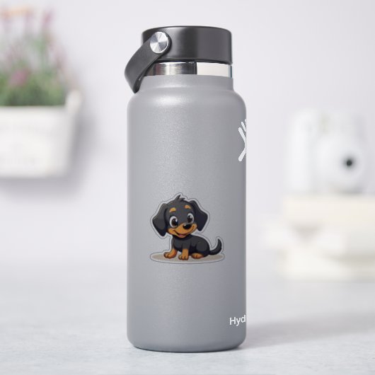 Sticker Chiot Teckel Kawaii – Pose Endormie (HydroFlask)