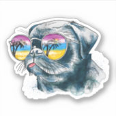 Sticker Chiot Tropical Aquarelle (Devant)