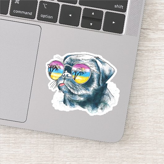Sticker Chiot Tropical Aquarelle (Détail)