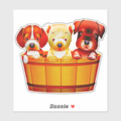 Sticker Chiots de caricature (Feuille)