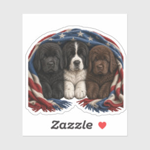 Sticker Chiots Newfie Patriotiques – Personnalisables