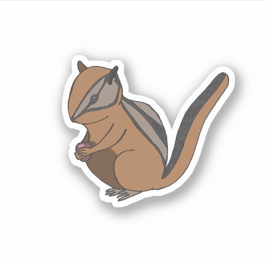 Sticker Chipmunk animal de bois dessiné à la main (Devant)