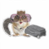 Sticker Chipmunk portant des lunettes de soleil et tenant  (Devant)