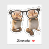 Sticker Chipmunks dans les lunettes de lecture (Feuille)