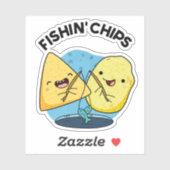 Sticker Chips de pêche Funny Food Pun (Feuille)