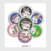 Sticker Chips de poker Las Vegas (Feuille)