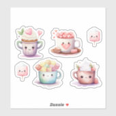 Sticker chocolat au cacao chaud Kawaii (Feuille)