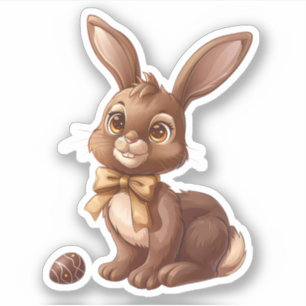 Sticker Chocolat Couleur lapin de Pâques et oeuf