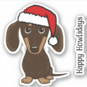 Sticker Chocolat Dachshund Père Noël mignonne chien Noël (Devant)