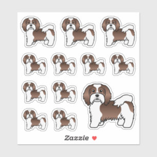Sticker Chocolat Et Chiens De Cartoon Cute Du Havanais Bla