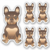 Sticker Chocolat Et Tan French Bulldog Mignonne Chien Cari (Devant)