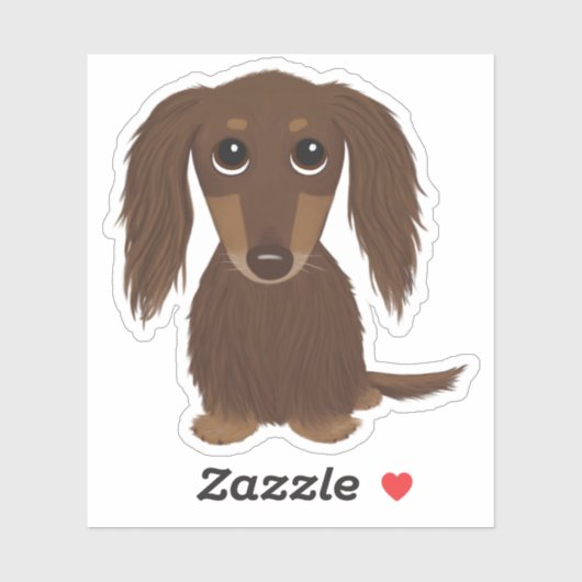 Sticker Chocolat mignon et long Dachshund Dessin (Feuille)