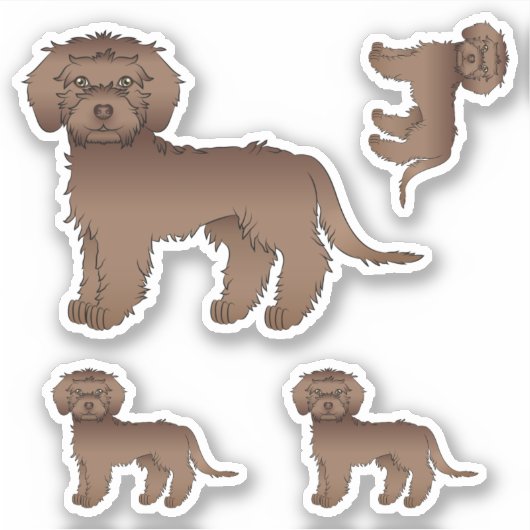 Sticker Chocolat Mini Goldendoodle mignon chien de dessin (Devant)
